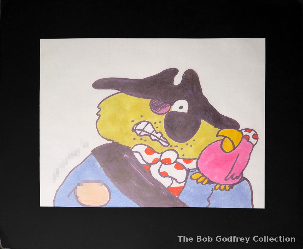 Pirate Roobarb - 1990s re-draw SIGNED by Bob Godfrey