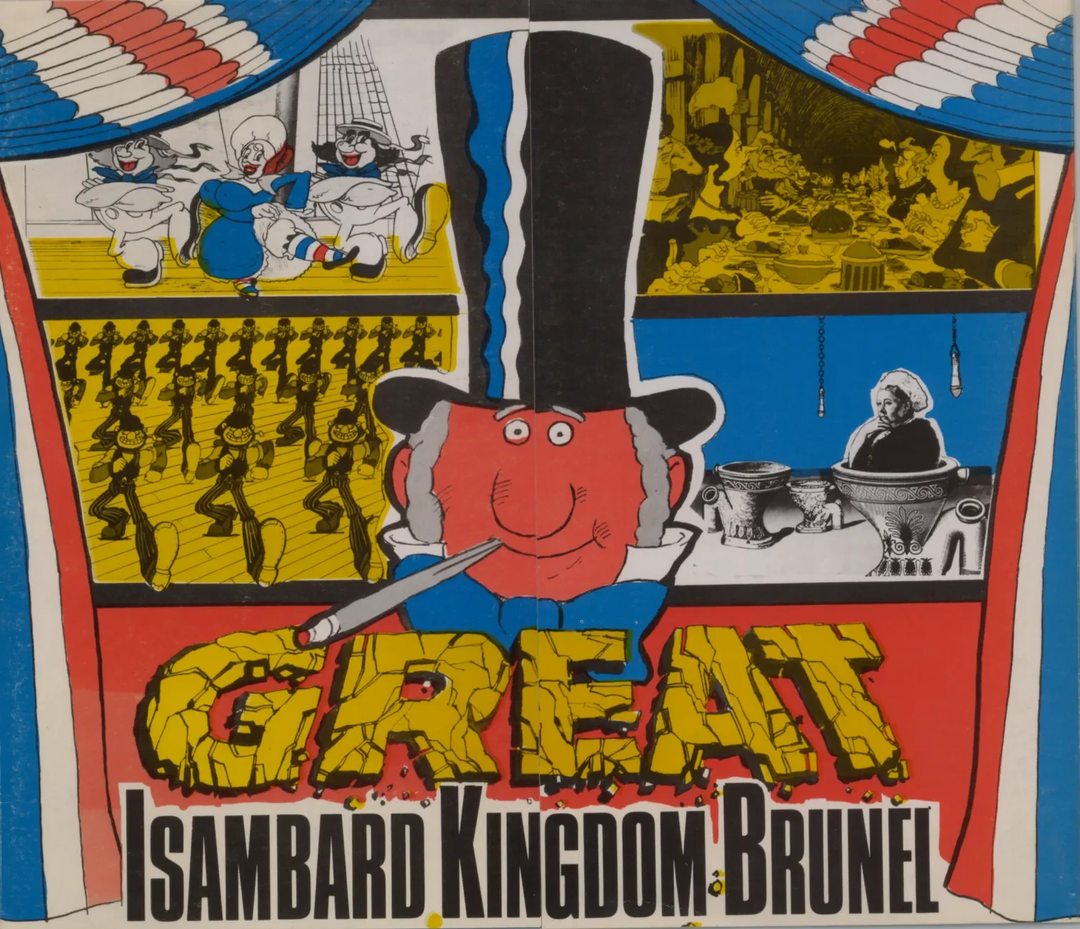 Front cover of the Great brochure: Brunel in his tall hat above the title, Great, Isambard Kingdom Brunel.